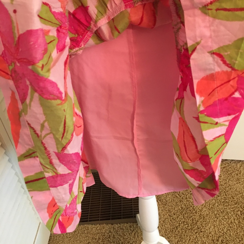 Taylor Floral Pink and Green Cotton Ruffle Dress Size XS - Picture 5 of 13